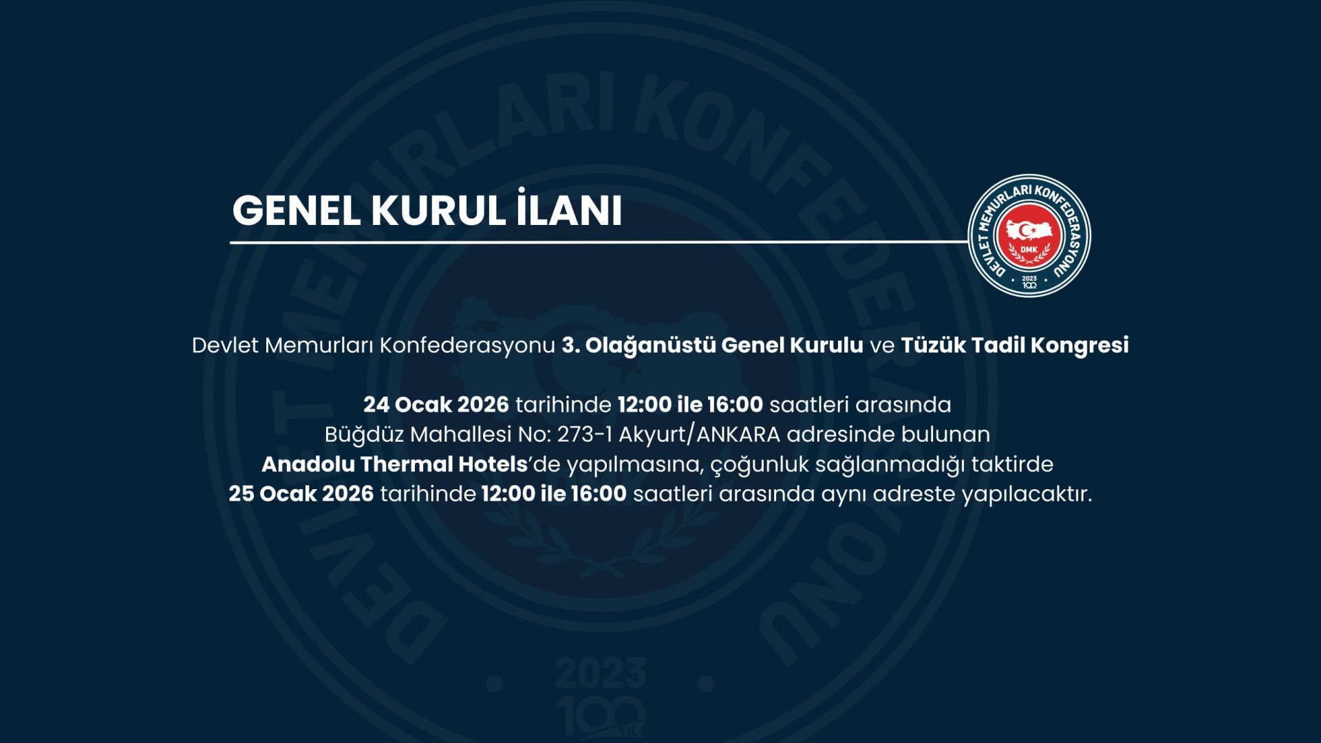 GENEL KURUL İLANI